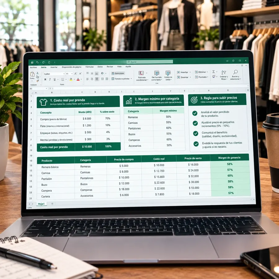 Mockup del material Precios y márgenes